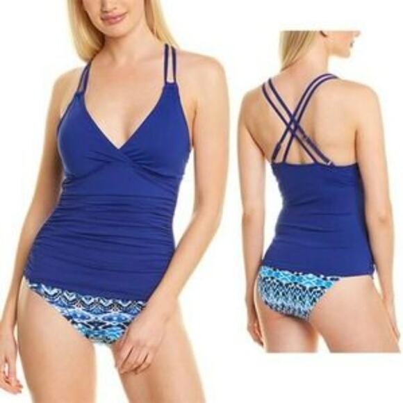 NWT La Blaca Island Goddess Underwire / Tummy Control Blue Tankini - Picture 1 of 8